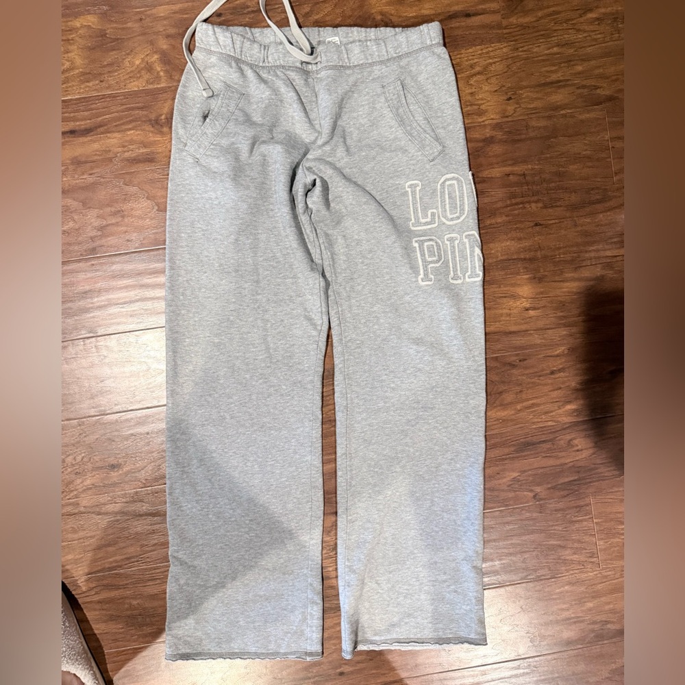PINK Victoria's Secret Gray & Black Logo Track pants- all 3 - Picture 3 of 6